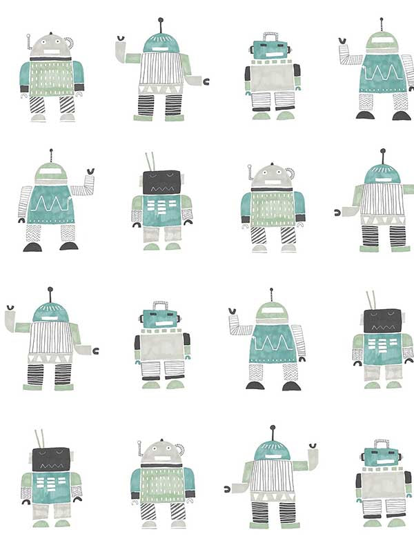 Callum Robots fabric in teal color - pattern number 4060-138938 - by Chesapeake in the Fable collection