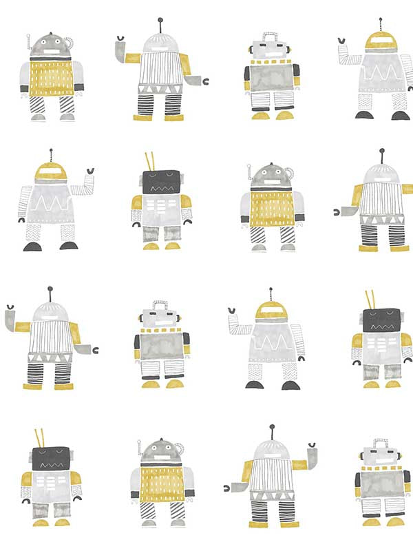 Callum Robots fabric in gold color - pattern number 4060-138940 - by Chesapeake in the Fable collection