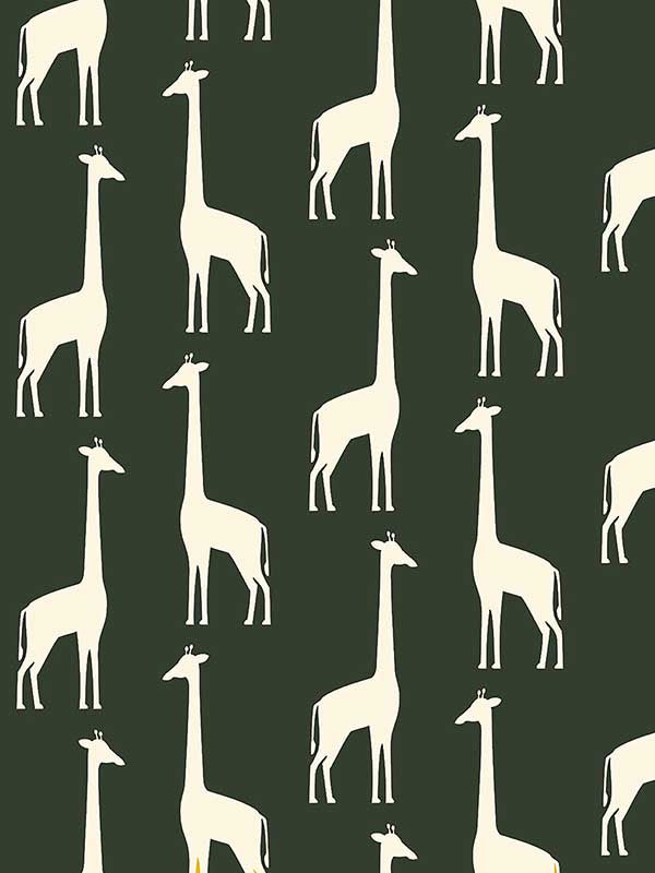 Vivi Giraffe wallpaper in green color - pattern number 4060-139060 - by Chesapeake in the Fable collection