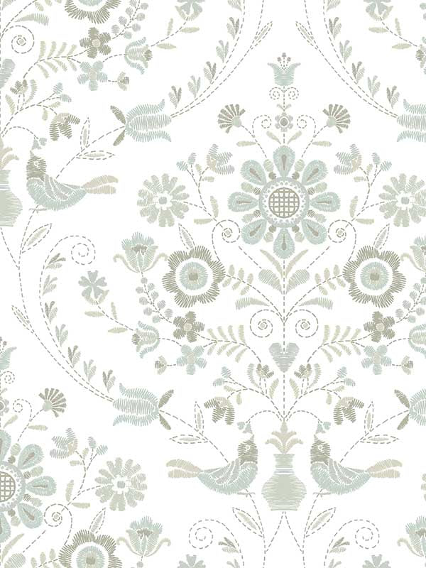 Britt Embroidered Damask fabric in neutral color - pattern number 4066-26513 - by A Street Prints in the Hannah collection