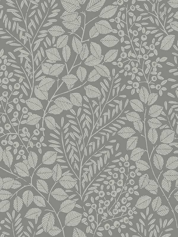 Elin Berry Botanical fabric in charcoal color - pattern number 4066-26519 - by A Street Prints in the Hannah collection