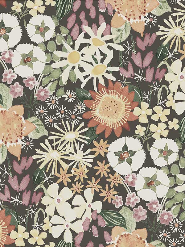Karina Wildflower Garden fabric in raspberry color - pattern number 4066-26522 - by A Street Prints in the Hannah collection