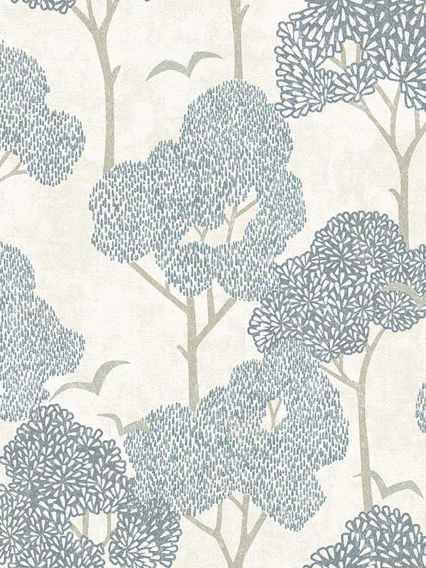 Lykke Textured Tree fabric in blue color - pattern number 4066-26540 - by A Street Prints in the Hannah collection