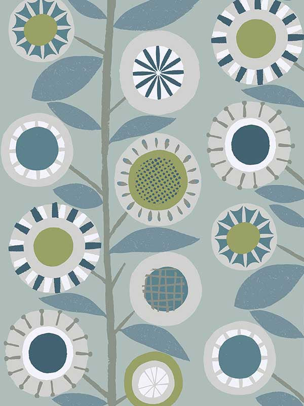 Sisu Floral Geometric wallpaper in light blue color - pattern number 4066-26554 - by A Street Prints in the Hannah collection