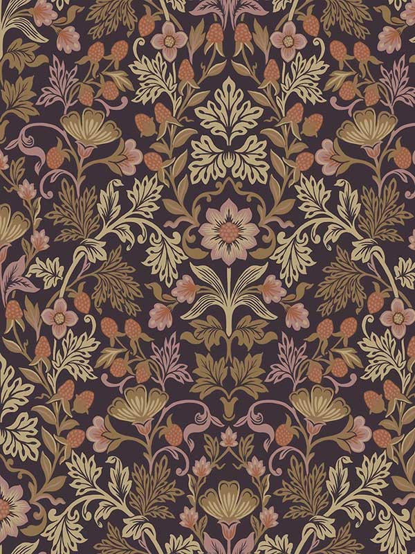 Lila Strawberry Floral fabric in peach color - pattern number 316003 - by Eijffinger in the Posy collection