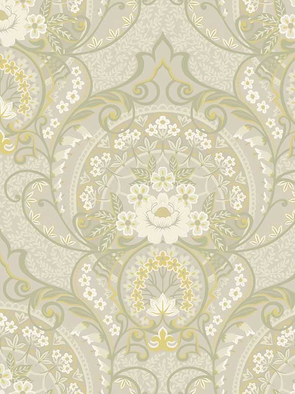Nasrin Damask fabric in light grey color - pattern number 316010 - by Eijffinger in the Posy collection