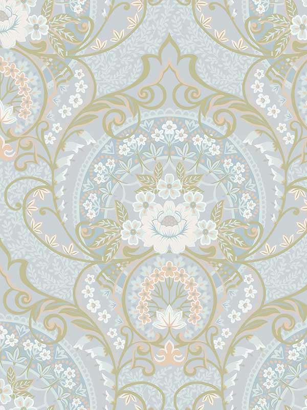 Nasrin Damask fabric in light blue color - pattern number 316011 - by Eijffinger in the Posy collection