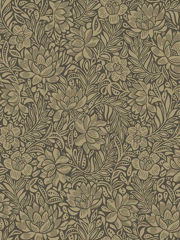 Zahara Floral fabric in chocolate color - pattern number 316022 - by Eijffinger in the Posy collection