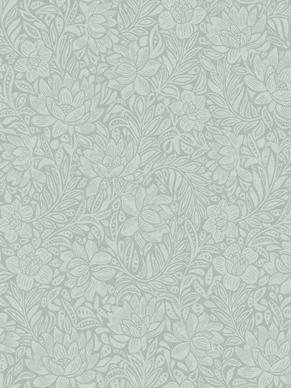 Zahara Floral fabric in seafoam color - pattern number 316025 - by Eijffinger in the Posy collection