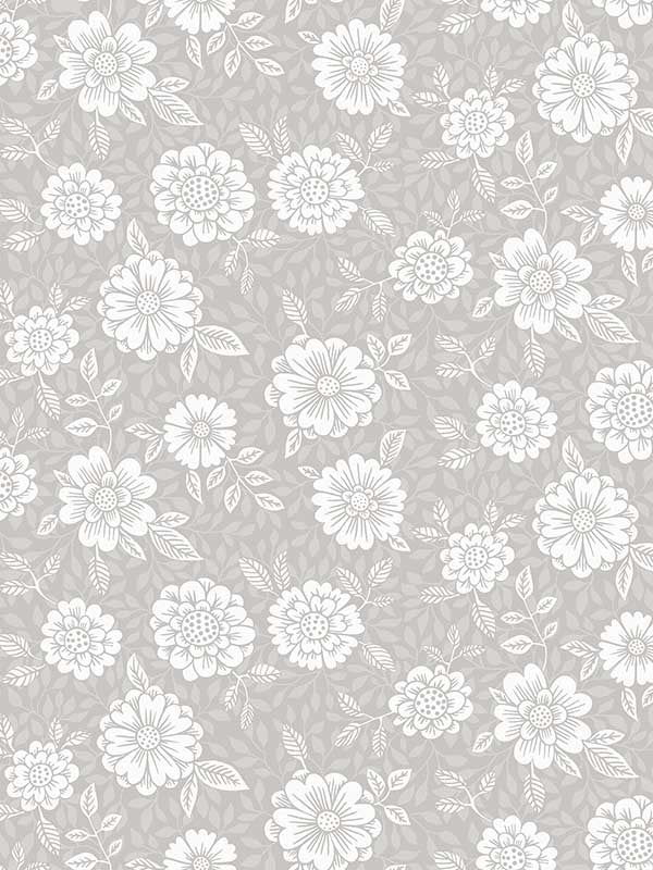 Lizette Charming Floral fabric in grey color - pattern number 4080-15909 - by A Street Prints in the Ingrid collection