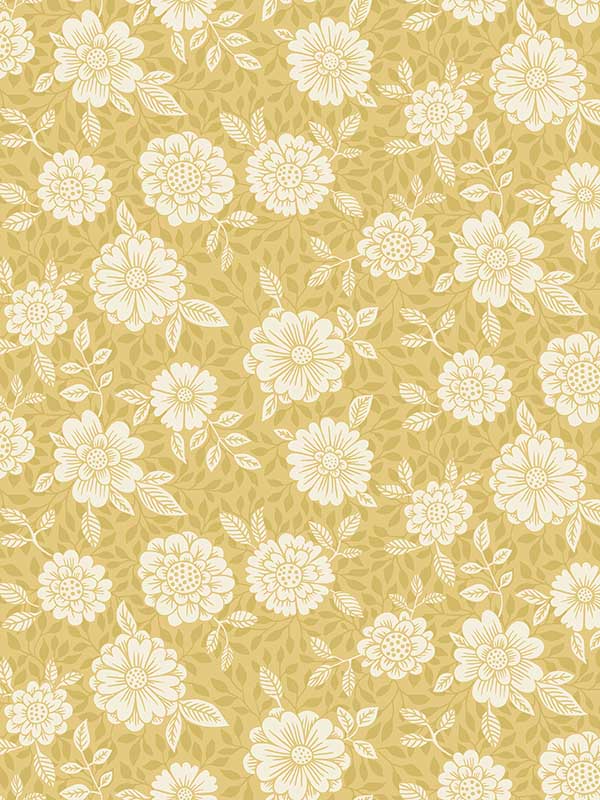 Lizette Charming Floral fabric in mustard color - pattern number 4080-15910 - by A Street Prints in the Ingrid collection