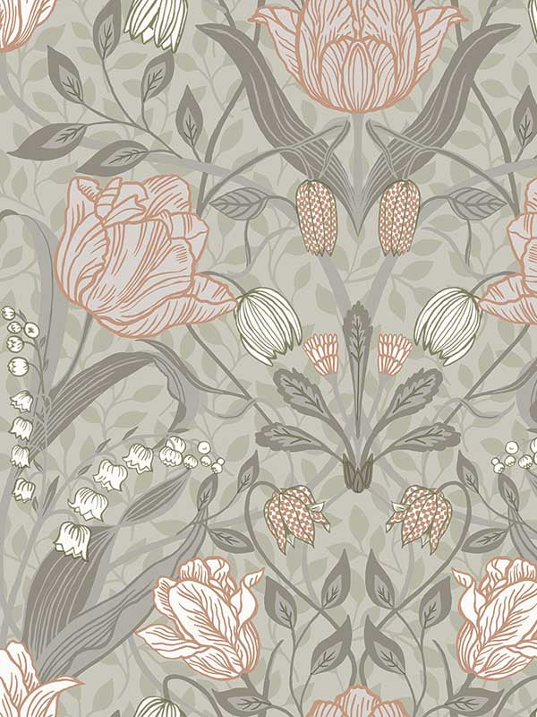 Filippa Tulip fabric in grey color - pattern number 4080-44105 - by A Street Prints in the Ingrid collection