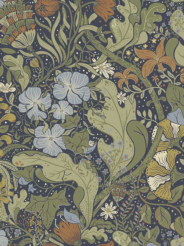 Elise Nouveau Gardens fabric in indigo color - pattern number 4080-83102 - by A Street Prints in the Ingrid collection
