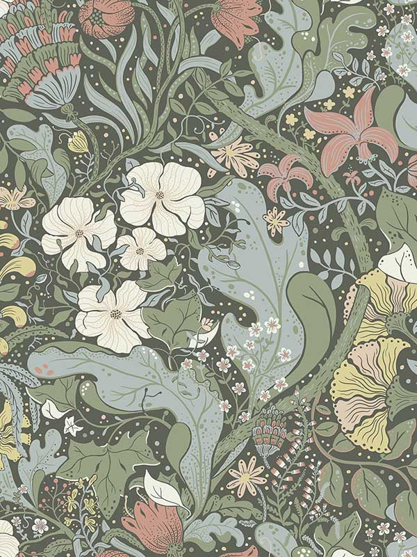 Elise Nouveau Gardens fabric in green color - pattern number 4080-83103 - by A Street Prints in the Ingrid collection