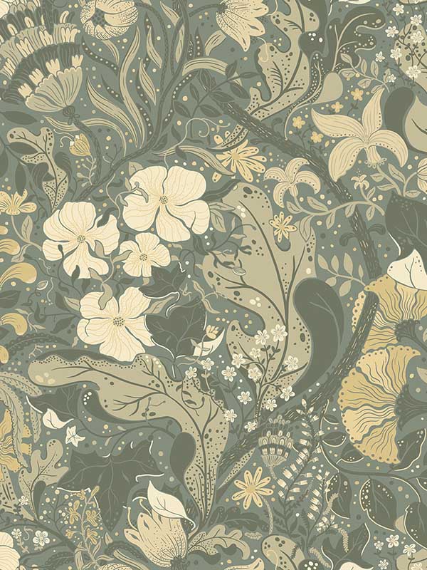 Elise Nouveau Gardens fabric in sea green color - pattern number 4080-83104 - by A Street Prints in the Ingrid collection
