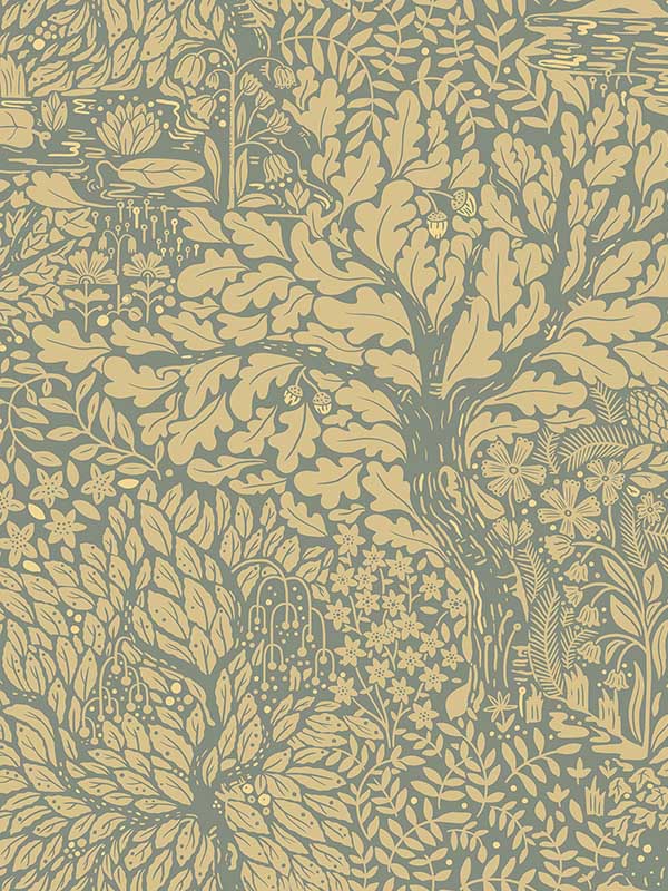 Olle Forest Sanctuary fabric in light yellow color - pattern number 4080-83107 - by A Street Prints in the Ingrid collection