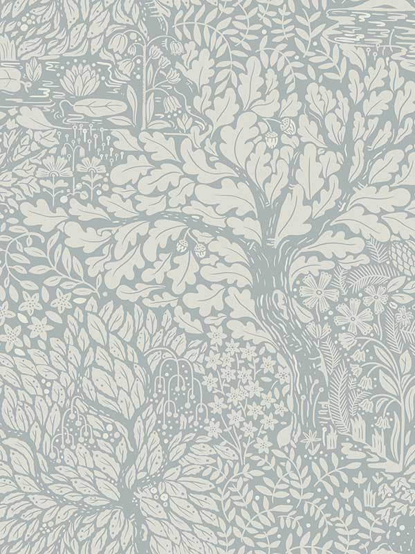 Olle Forest Sanctuary fabric in light blue color - pattern number 4080-83112 - by A Street Prints in the Ingrid collection