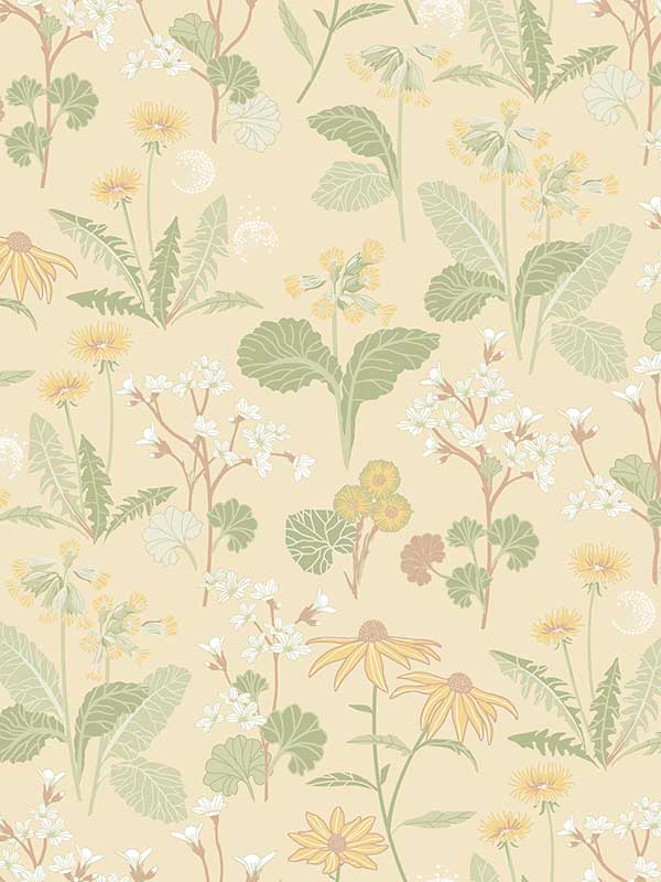 Magdalena Dandelion wallpaper in light yellow color - pattern number 4080-92135 - by A Street Prints in the Ingrid collection