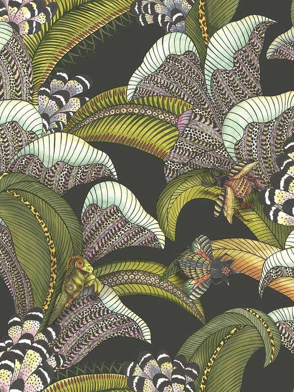 Hoopoe Leaves fabric in olive black color - pattern number 119/1002.CS.0 - by Cole and Son in the Ardmore Jabula collection