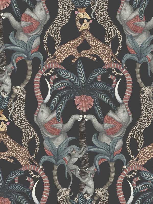 Safari Totem wallpaper in ruby and print room blue charcoal color - pattern number 119/2008.CS.0 - by Cole and Son in the Ardmore Jabula collection