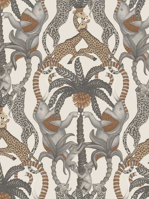 Safari Totem fabric in ginger and taupe parchment color - pattern number 119/2010.CS.0 - by Cole and Son in the Ardmore Jabula collection