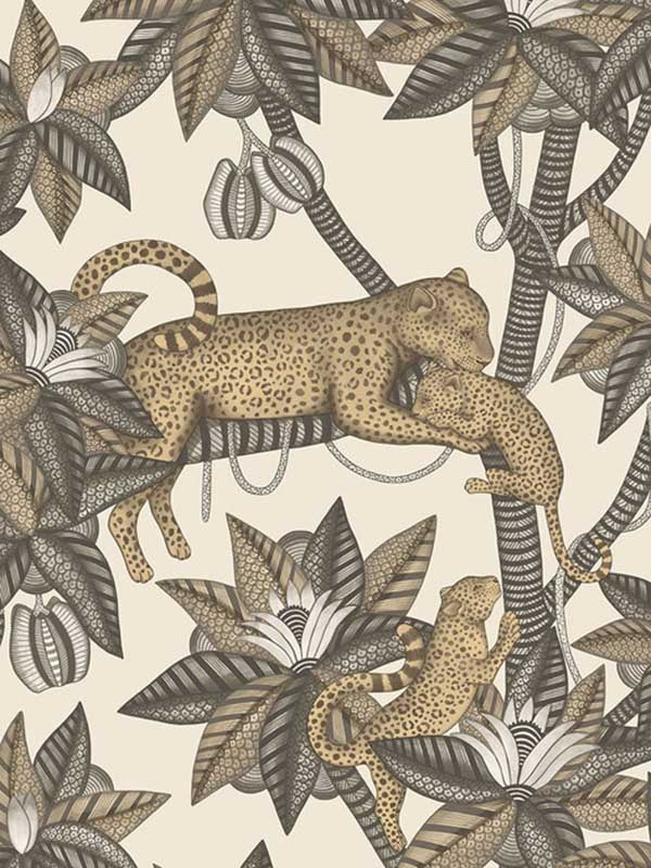 Satara fabric in soot and metallic gold linen color - pattern number 119/3013.CS.0 - by Cole and Son in the Ardmore Jabula collection