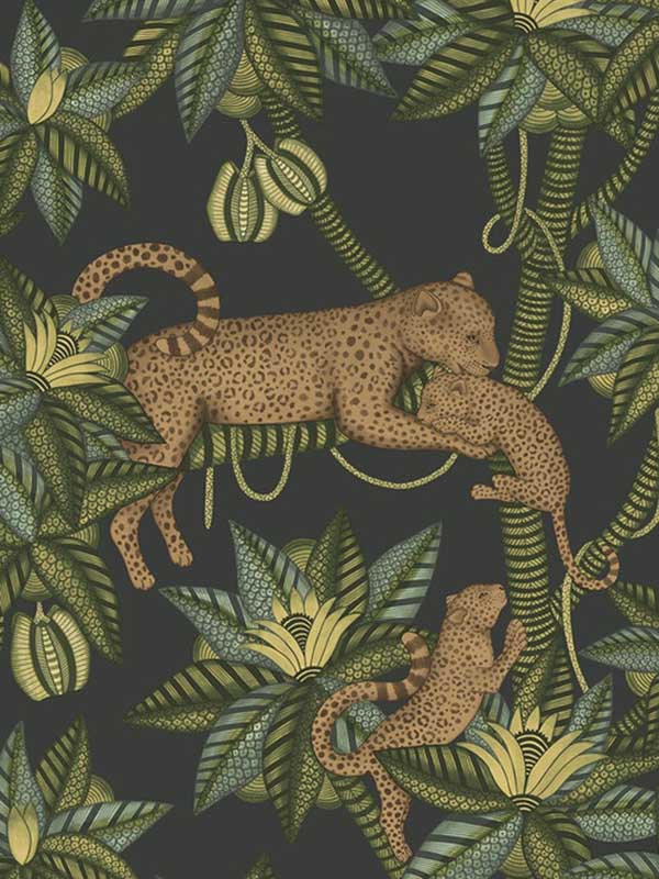 Satara fabric in spring green and met bronze charcoal color - pattern number 119/3016.CS.0 - by Cole and Son in the Ardmore Jabula collection