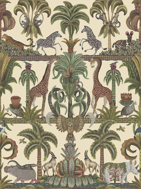 Afrika Kingdom fabric in olive green spring green cream color - pattern number 119/5026.CS.0 - by Cole and Son in the Ardmore Jabula collection