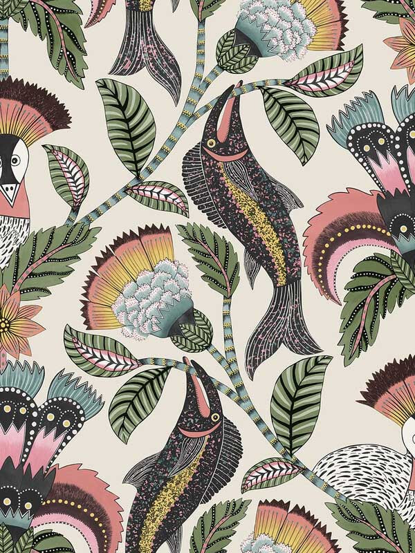 Nene wallpaper in coral parchment color - pattern number 119/8036.CS.0 - by Cole and Son in the Ardmore Jabula collection