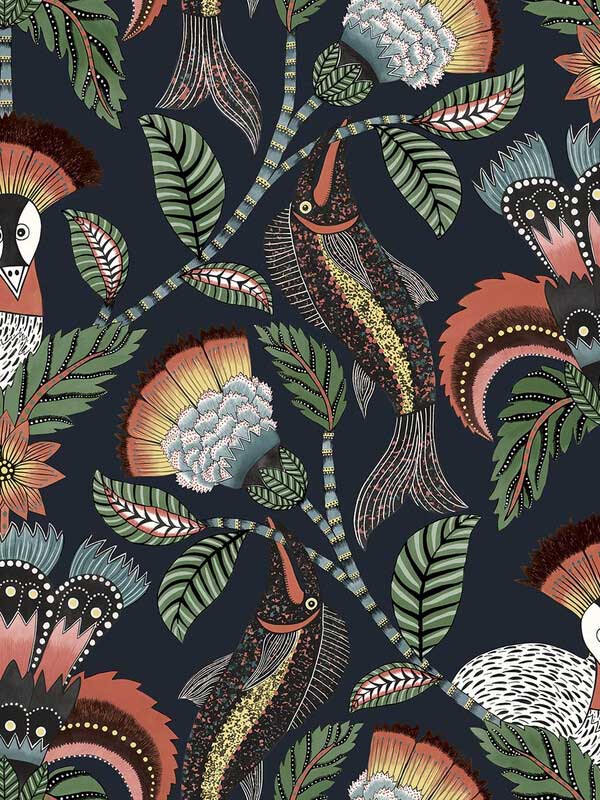 Nene wallpaper in tangerine ink color - pattern number 119/8037.CS.0 - by Cole and Son in the Ardmore Jabula collection