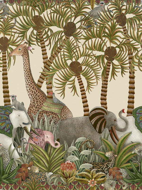 Letaba March wallpaper in spring green and ginger cream color - pattern number 119/11046.CS.0 - by Cole and Son in the Ardmore Jabula collection