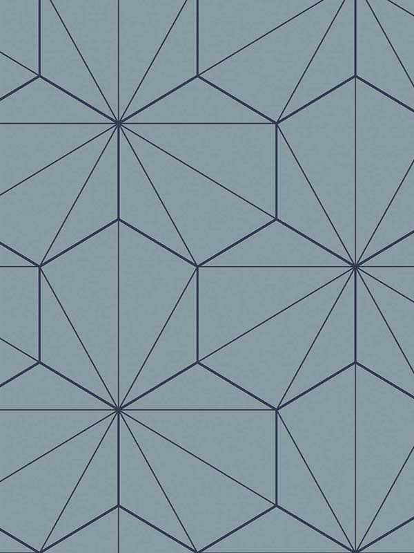 Hedron Geometric wallpaper in pastel blue and midnight color - pattern number ET11302 - by Seabrook in the Etten Studios Geometrics collection