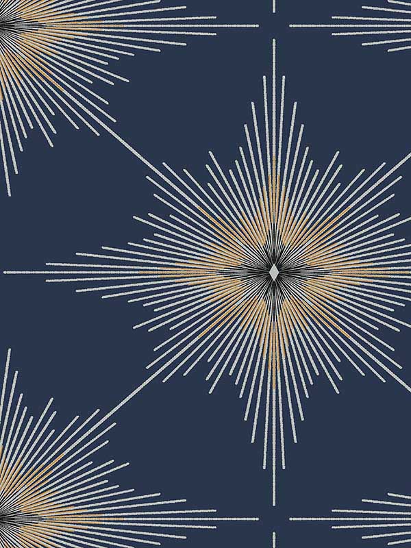 North Star wallpaper in navy blue color - pattern number ET11402 - by Seabrook in the Etten Studios Geometrics collection