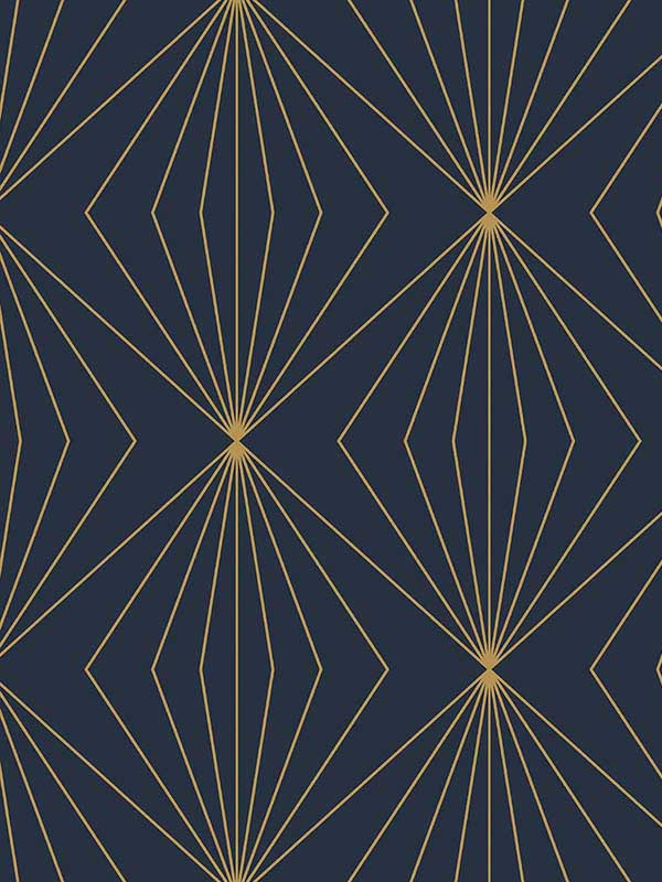 Diamond Vector fabric in navy blue and metallic gold color - pattern number ET11502 - by Seabrook in the Etten Studios Geometrics collection
