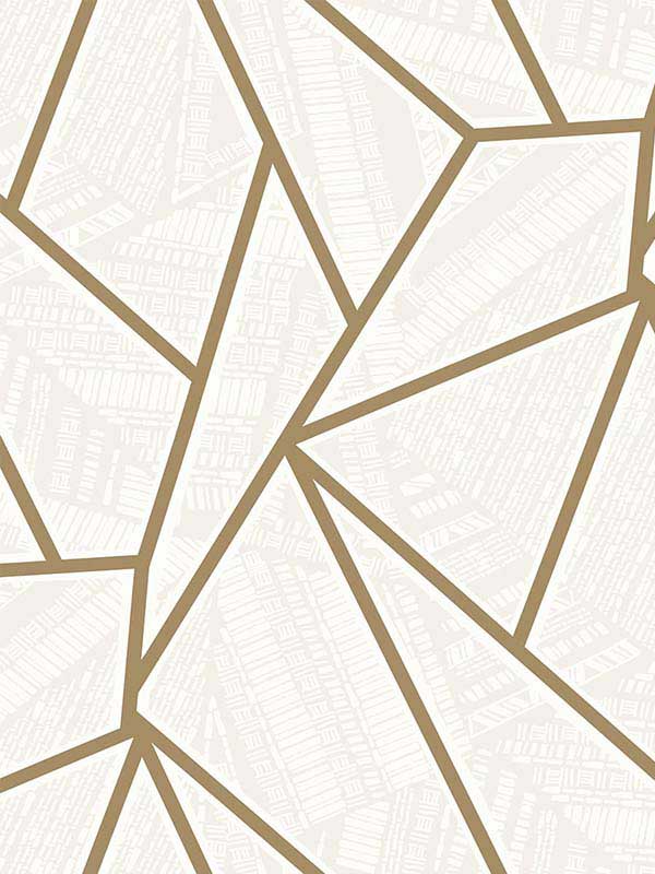 Metro Vector wallpaper in metallic gold and morning fog color - pattern number ET11706 - by Seabrook in the Etten Studios Geometrics collection