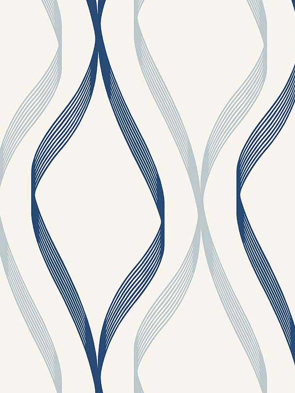 Wave Ogee wallpaper in celtic blue and dewdrop color - pattern number ET11802 - by Seabrook in the Etten Studios Geometrics collection