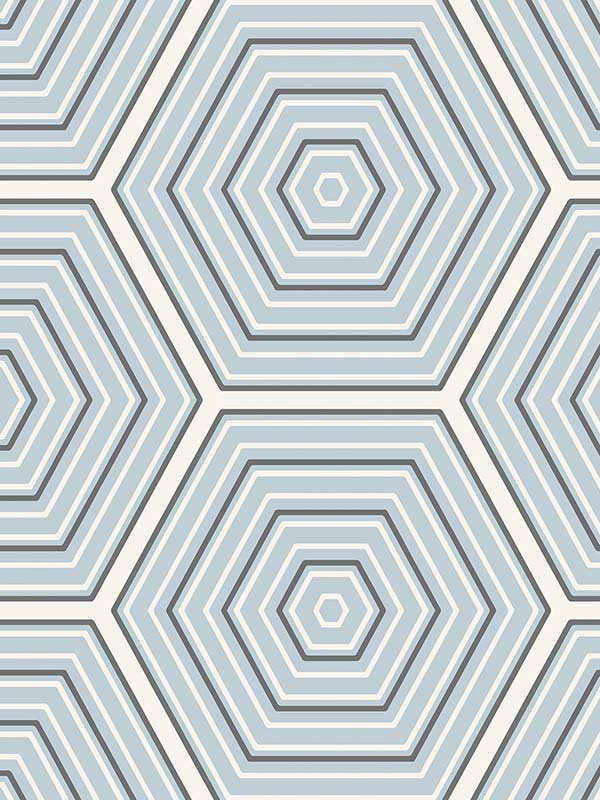 Hex Topography fabric in sky blue and argos grey color - pattern number ET11902 - by Seabrook in the Etten Studios Geometrics collection