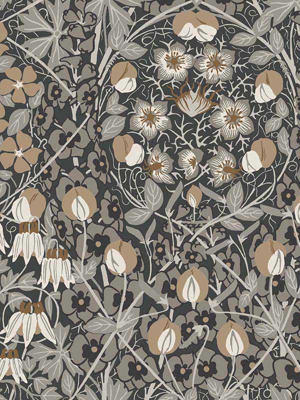 Tulip Garden Prepasted fabric in wrought iron and chamois color - pattern number PR10405 - by Seabrook in the Seabrook Prepasted Wallpaper Assortment collection