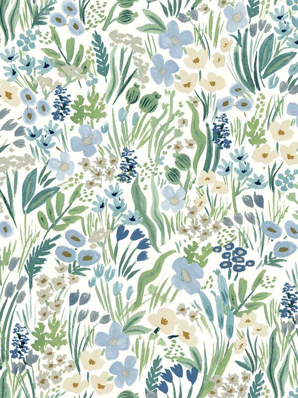 Lea Peel and Stick fabric in indigo color - pattern number PSW1468RL - by Rifle Paper Co in the Rifle Paper Co Second Edition Peel and Stick Wallpaper collection