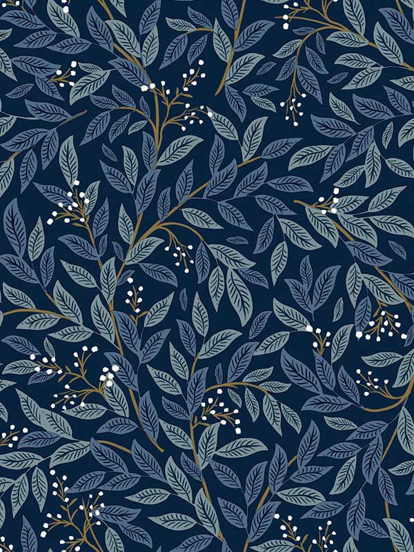 Willowberry Peel and Stick fabric in navy color - pattern number PSW1470RL - by Rifle Paper Co in the Rifle Paper Co Second Edition Peel and Stick Wallpaper collection