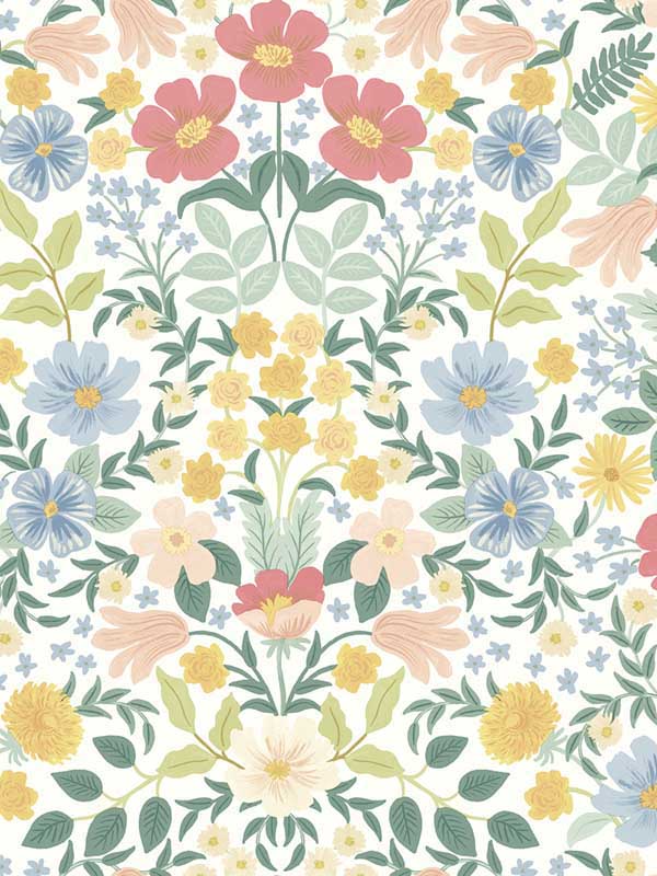 Bramble Garden Peel and Stick fabric in pastel multi color - pattern number PSW1474RL - by Rifle Paper Co in the Rifle Paper Co Second Edition Peel and Stick Wallpaper collection