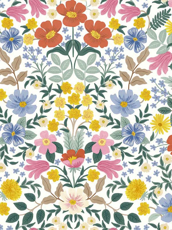 Bramble Garden Peel and Stick fabric in white color - pattern number PSW1475RL - by Rifle Paper Co in the Rifle Paper Co Second Edition Peel and Stick Wallpaper collection