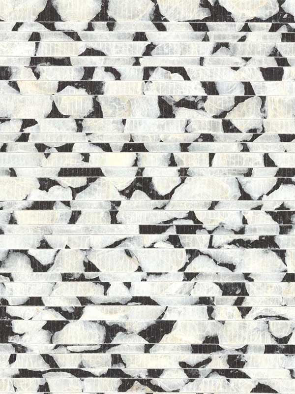 Capiz Offering wallpaper in black and white color - pattern number CC1201 - by York Designer Series in the Carol Benson Cobb Signature Wallcoverings collection