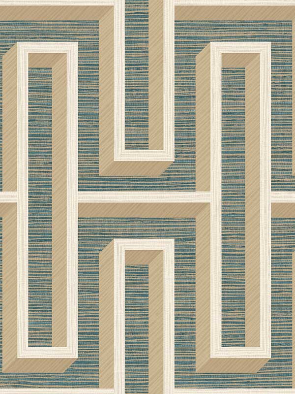 Henley Geometric Grasscloth fabric in teal color - pattern number 4125-26723 - by Advantage in the Fusion by Advantage collection