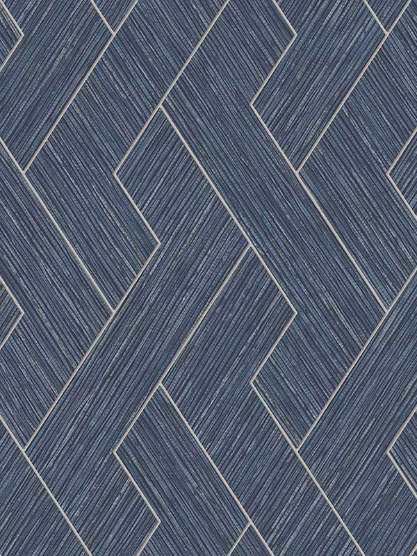Ember Geometric Basketweave wallpaper in indigo color - pattern number 4125-26727 - by Advantage in the Fusion by Advantage collection