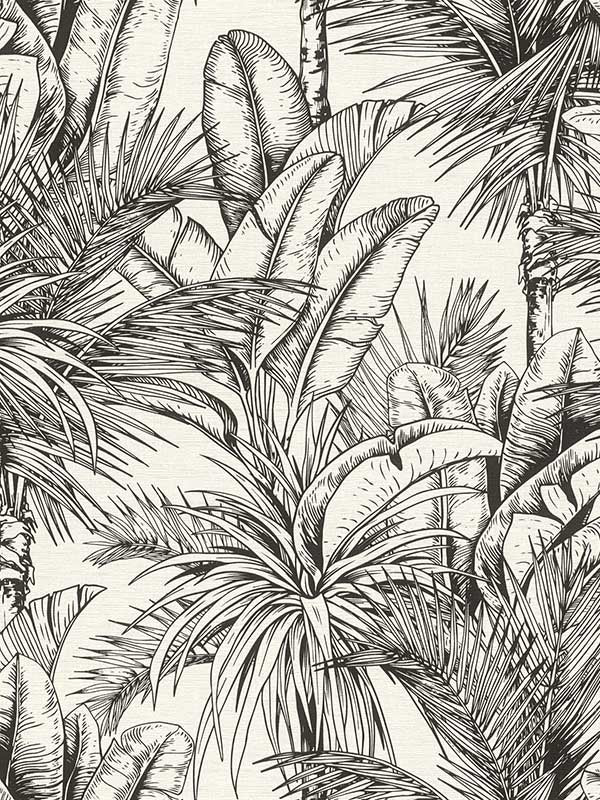 Serra Palm wallpaper in white color - pattern number 2980-478013 - by Advantage in the Splash collection
