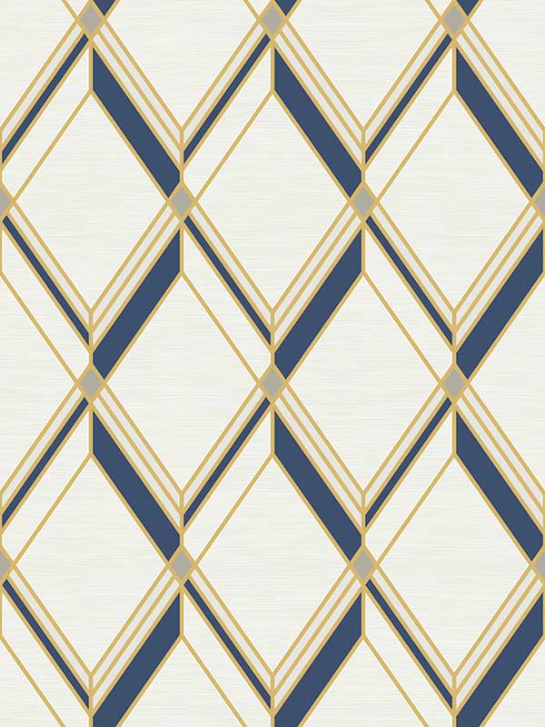 Brooklyn Diamond fabric in metallic gold and navy color - pattern number DC60502 - by Collins and Company in the Deco 2 collection