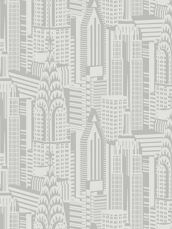 Manhattan Skyline fabric in silver sky color - pattern number DC61507 - by Collins and Company in the Deco 2 collection