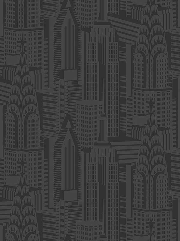 Manhattan Skyline fabric in midnight color - pattern number DC61510 - by Collins and Company in the Deco 2 collection