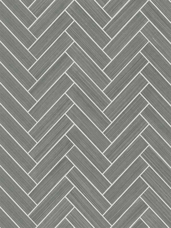 Herringbone Inlay Peel and Stick fabric in graphite and metallic silver color - pattern number SG11307 - by NextWall in the Peel and Stick Wallpaper by Stacy Garcia Sojourn Collection 2 collection